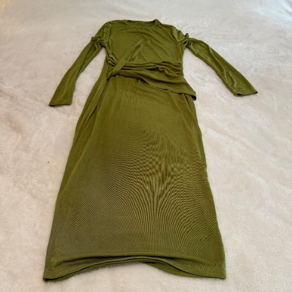 Ekaliy NWT Slinky Moss Green Bodycon Midi Dress Size L